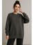 Kadın Füme Bisiklet Yaka Oversize Sweatshirt 5