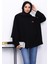 Siyah Bisiklet Yaka Iki Iplik Oversize Sweatshirt 1