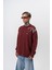 Erkek Snake Nakışlı Yıkamalı Bisiklet Yaka Oversize Sweatshirt Bordo 3