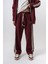 Erkek 3'lü Şerit Detaylı Kışlık Doubleface Baggy Eşofman Altı Bordo 2
