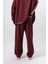 Erkek 3'lü Şerit Detaylı Kışlık Doubleface Baggy Eşofman Altı Bordo 3