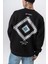 Erkek Memory Baskılı Bisiklet Yaka Oversize Sweatshirt Siyah 4