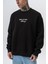 Erkek Memory Baskılı Bisiklet Yaka Oversize Sweatshirt Siyah 5
