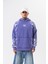 Erkek War Baskılı Yıkamalı Kapüşonlu Oversize Hoodie Mor 2