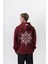 Erkek Itsbyzey Nakışlı Kapüşonlu Oversize Hoodie Bordo 1