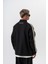 Erkek 3'lü Şerit Detaylı Dik Yaka Doubleface Zip Oversize Sweatshirt Siyah 3
