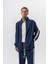 Erkek Respire Şerit Detaylı Dik Yaka Doubleface Zip Oversize Sweatshirt Lacivert 1