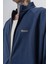 Erkek Respire Şerit Detaylı Dik Yaka Doubleface Zip Oversize Sweatshirt Lacivert 5