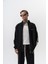 Erkek Respire Şerit Detaylı Dik Yaka Doubleface Zip Oversize Sweatshirt Siyah 1