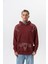 Erkek 10 Baskılı Yıkamalı Kapüşonlu Oversize Hoodie Bordo 2