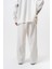Erkek 3'lü Şerit Detaylı Kışlık Doubleface Baggy Eşofman Altı Ekru 3