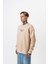 Erkek Memory Baskılı Bisiklet Yaka Oversize Sweatshirt Bej 3