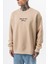 Erkek Memory Baskılı Bisiklet Yaka Oversize Sweatshirt Bej 5