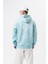 Erkek The Sea Baskılı Kapüşonlu Oversize Hoodie Bebe Mavi 1