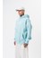 Erkek The Sea Baskılı Kapüşonlu Oversize Hoodie Bebe Mavi 3