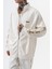 Erkek Respire Şerit Detaylı Dik Yaka Doubleface Zip Oversize Sweatshirt Ekru 4
