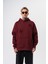 Erkek Süzene Nakış Detaylı Kapüşonlu Oversize Hoodie Bordo 1