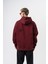 Erkek Süzene Nakış Detaylı Kapüşonlu Oversize Hoodie Bordo 3