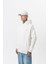 Erkek Minimalism Series Nakışlı Kapüşonlu Oversize Hoodie Ekru 3