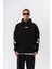 Erkek Astro Mode Baskılı Kapüşonlu Oversize Hoodie Siyah 2