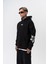 Erkek Astro Mode Baskılı Kapüşonlu Oversize Hoodie Siyah 3