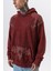 Erkek 10 Baskılı Yıkamalı Kapüşonlu Oversize Hoodie Bordo 5