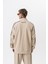 Erkek 3'lü Şerit Detaylı Dik Yaka Doubleface Zip Oversize Sweatshirt Bej 3