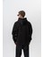 Erkek Minimalism Series Nakışlı Kapüşonlu Oversize Hoodie Siyah 1