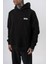 Erkek Minimalism Series Nakışlı Kapüşonlu Oversize Hoodie Siyah 4