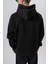 Erkek Minimalism Series Nakışlı Kapüşonlu Oversize Hoodie Siyah 5
