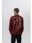 Erkek Divided Baskılı Yıkamalı Bisiklet Yaka Oversize Sweatshirt Bordo 1