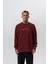 Erkek Divided Baskılı Yıkamalı Bisiklet Yaka Oversize Sweatshirt Bordo 2