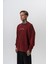 Erkek Divided Baskılı Yıkamalı Bisiklet Yaka Oversize Sweatshirt Bordo 3