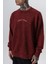 Erkek Divided Baskılı Yıkamalı Bisiklet Yaka Oversize Sweatshirt Bordo 5