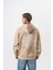 Erkek Itsbyzey Nakışlı Kapüşonlu Oversize Hoodie Bej 1