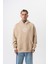 Erkek Itsbyzey Nakışlı Kapüşonlu Oversize Hoodie Bej 2