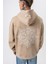Erkek Itsbyzey Nakışlı Kapüşonlu Oversize Hoodie Bej 5