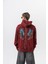 Erkek Snake Baskılı Yıkamalı Kapüşonlu Oversize Hoodie Bordo 1