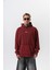 Erkek Snake Baskılı Yıkamalı Kapüşonlu Oversize Hoodie Bordo 2