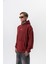 Erkek Snake Baskılı Yıkamalı Kapüşonlu Oversize Hoodie Bordo 3