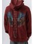Erkek Snake Baskılı Yıkamalı Kapüşonlu Oversize Hoodie Bordo 4