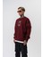 Erkek Indefinite Baskılı Bisiklet Yaka Oversize Sweatshirt Bordo 3