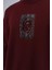 Erkek Indefinite Baskılı Bisiklet Yaka Oversize Sweatshirt Bordo 4