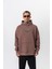 Erkek Feel Baskılı Kapüşonlu Oversize Hoodie Kakao 2