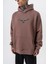 Erkek Feel Baskılı Kapüşonlu Oversize Hoodie Kakao 4