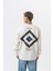 Erkek Memory Baskılı Bisiklet Yaka Oversize Sweatshirt Ekru 1