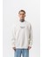 Erkek Memory Baskılı Bisiklet Yaka Oversize Sweatshirt Ekru 2