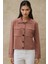 Kadın Düğmeli Cep Detaylı Triko Hırka Tozlu Gül Pembesi 6