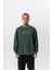 Erkek Divided Baskılı Yıkamalı Bisiklet Yaka Oversize Sweatshirt Yeşil 2