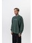 Erkek Divided Baskılı Yıkamalı Bisiklet Yaka Oversize Sweatshirt Yeşil 3